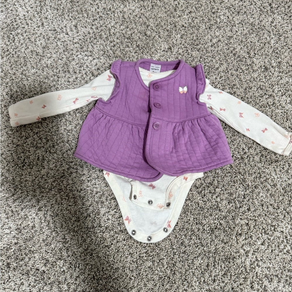 Carter's Purple Quilted Vest with White Onesie